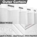 River Dream No Hook Slub Textured Shower Curtain with Snap-in PEVA Liner Set - 71" x 74"(72"), Hotel Style with See Through Top Window, Fabric Outer Curtain & Waterproof Inner Liner, White, 71x74