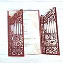 MillaSaw Burgundy Fence Laser Cut Wedding Invitation Card For Marriage Valentine Birthday Party 25 Sets (burgundy, 4.9"x7.1")
