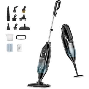 12-in-1 Steam Mop, Steam Cleaner for Home with Handheld Detachable Floor Steamer for Cleaning Hardwood, Windows, Tiles Grout, Furniture, Carpet with Washable Microfiber Pads, Whole Home Use (black)