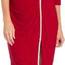 R&M Richards Elegant Knee Length 3/4 Sleeve Asymmetric Neckline Dress W/ & Rhinestone Trim & Slit 14