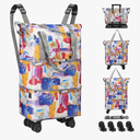 VOOWO Duffel Bag with Wheels - Rolling Foldable Expandable Duffle Bag with Wheels for Travel, Rolling Luggage Carry On Bag with Wheels, Large Rolling Backpack Weekend Bags for Men Women (Gray)