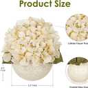 Hollyone White Hydrangea Artificial Flowers with Glass Vase Silk Fake Hydrangeas Faux Flowers Arrangements Floral Bulk Bouquet for Wedding Party Boho Home Decor Table Centerpiece Decorations