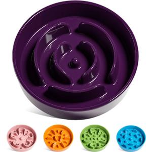 LE TAUCI Dog Bowls Slow Feeder Ceramic, 1.5 Cup Slow Feeding Bowl for Small and Medium Breed, Puzzle Dog Food Bowl for Fast Eater, Maze Purple
