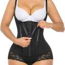 SHAPERX Women's Fajas Colombianas Shapewear Tummy Control Body Shaper Girdles Post Surgery Compression Garment (Large, Black)