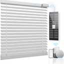 Motorized Blinds Smart Blinds with Remote Control Solar Powered Blinds Window Blinds Cordless Automatic Blinds Electric Blinds Windows Light Filtering Compatible with Google Alexa,White 36" Wx64 H