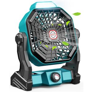 JINLICTE Portable Camping Fan, Rechargeable Battery Powered Tent Fans for Camp Hanging, [13-60Hrs Runtime], 9 Inch, Stepless Speed, Powerful&Quiet, for Picnic, Barbecue, Fishing, Travel, Home, Tent (Blue)