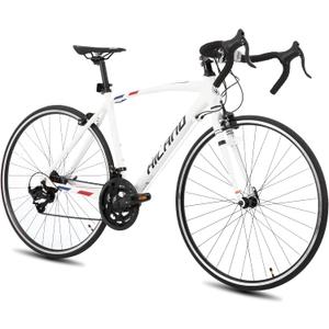 HILAND 700C Road Bike, 14 Speeds Sport Bike, Light Weight Aluminum Frame, Racing Bike for Men Women Adult Bicycle (490 mm frame, white)