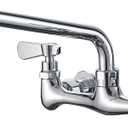 Utility Sink Faucet Wall Mount Commercial Kitchen 12 Inch Length Swivel Spout 2 Handle Bar Laundry Polished Chrome Mixer Tap
