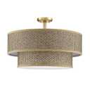 4 LightingSemi Flush Mount Light,Close to Ceiling Lighting Fixture,Dark Linen Fabric Shade Brushed Bronze Finish 20 inch Semi Flush Drum Light for Bedroom,Living Room,Dining Room Hallway