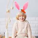 4 x QDTK Easter Bunny Ears Headbands Easter Rabbit Ear Carrot Hairband Pink Cute Rabbit Ears Hair Band Headpiece for Easter Birthday Party for Women and Girls