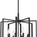Leading Lighting 8 Light Farmhouse Chandelier Hanging Light Fixture Rustic Kitchen Island Lighting with Black Metal Frame for Entryway Dinning Room Bedroom