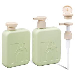 Travel Pump Bottles, Refillable Plastic Empty Squeeze Bottle with Flip Caps, Leak-Proof Dispenser Lotion Container for Shampoo, Soap, Toiletries for Vacation, Gym, Home(2 Pack, 11oz/330ml) (Green)