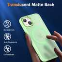 WRJ Magnetic for iPhone 13 Case,iPhone 14 Case with Screen Protector, Magnetic Translucent [Compatible with Magsafe] Slim Anti-Fingerprints Shockproof Protective Cover for Women Men-Matcha Green