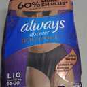 Always Discreet Boutique Incontinence and Postpartum Underwear for Women, Maximum Protection, Large, Black, 18 Count