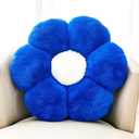 Royal Blue Flower Pillow, Cute Decorative Flower Shaped Throw Pillow with Faux Rabbit Fur, 19.6" Soft Flower Plush Throw Pillow Floor Pillows Room Dcor for Bedroom Living Room