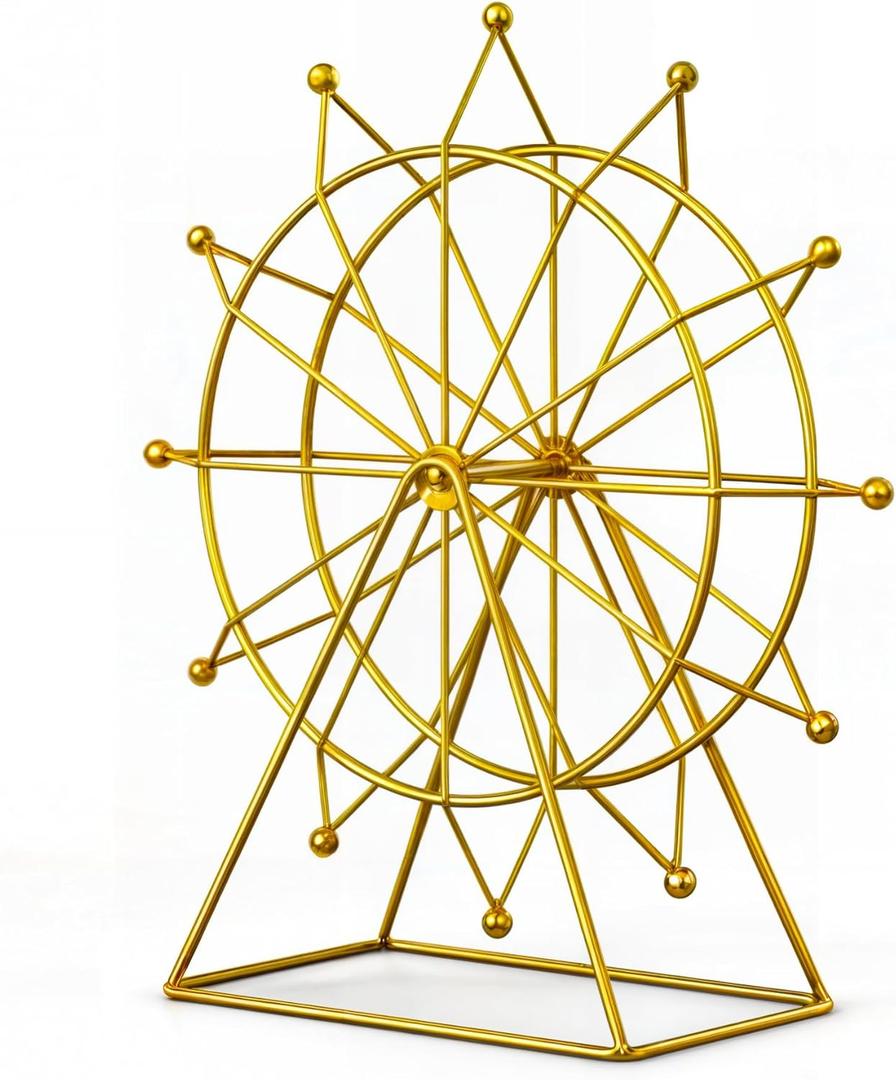 Ferris Wheel Bookshelf Decor  Gold Decor Modern Gift - Shelf Decor Accents Ornament - House Decorations Living Room - Fireplace Decor or Desk Decor - Entryway Decor. (Art Deco)