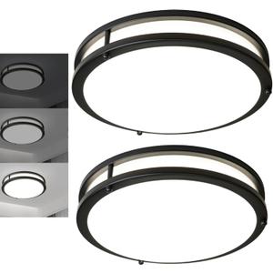 10inch Ceiling Light Fixture 2 Pack Black, 24W Led Ceiling Light Fixture 2400LM, Adjustable Brightness Flush Mount Ceiling Light for Bedroom, 5000K Daylight White, ETL Listed, Easy to Install