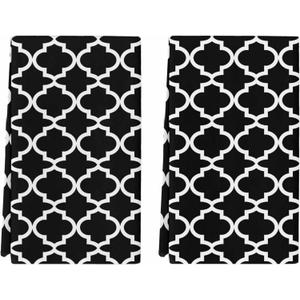 Morocco 2 Pack Kitchen Towels and Dish Towels Sets, Black White Morocco Pattern Minimalist 18" x 28" Dishcloths Soft Cotton Tea Towel Absorbent Hand Towels for Kitchen Drying Dishes