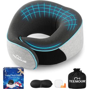 Upgraded Travel Neck Pillow Airplane- 360 Support Travel Pillows for Airplanes, Stocking Stuffers Gifts for women With Eye Mask & Earplugs, Portable Carry Bag for Long Flights| Best Travel Essentials