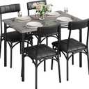 Dining Table for 4,Upholstered Chairs,Small Table and Chairs Set, Dinette Set for 4, Rectangular Dinner Table Set, 5 Piece Kitchen & Dining Room Sets for Small Space,Dining Table Set,Grey
