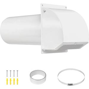 Neoaider 4 Inch Dryer Vent with Screen and Damper, 14GA/2MM Thick Heavy-Duty Steel Dryer Vent Cover, Dryer Vent Cover Outside for Dryer Ventilation and Outdoor Air Exhaust, White