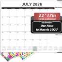 Gannyfer Desk Calendar 2026-2027, Large 2026 Desk Calendar 22" x 17", Use Now to Mar 2027, 18 Monthly Academic Desktop Calendar 2026 with To-Do List, 2026 Calendar for Office, School, Home(6 Stickers) (Black)