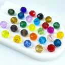 100 PCS 8mm Crystal Glass Beads Round Multiple Faceted Loose Spacer Glass Beads for DIY Handcrafte Bracelet Necklace Earring Jewelry Making(Multicolor)