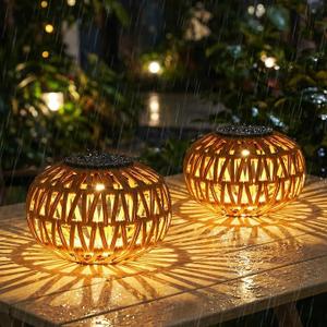 Livinlarge 2 Pack Solar Lanterns Outdoor Waterproof,Outdoor Table Decor,
Rattan Solar Light Decorative,Small Tabletop Lantern Gifts for Mom,Grandma,Lantern Lights Outside for Garden,Yard,Steps,Patio