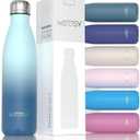 WATERSY Stainless Steel water bottles,17oz/500ml Insulated Water Bottles,Ocean Blue metal water bottle Keeps Drink Cold and Hot,BPA Free kids water bottles for School,Gym,Travel,Sports