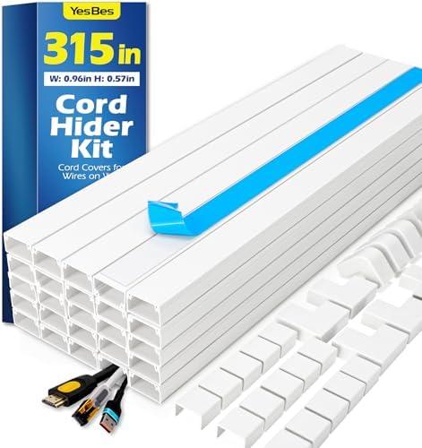 315in Cord Hider Kit, Paintable Cable Raceway, Cord Covers for Wires on Wall, Cord Hider for Wall Mount tv, tv Cable Hider Wall kit, Wire Covers for Cords, 20X L15.7in X W0.96in X H0.57in, White 315in Cord Hider Kit, Paintable Cable Raceway, Cord Covers for Wires on Wall, Cord Hider for Wall Mount tv, tv Cable Hider Wall kit, Wire Covers for Cords, 20X L15.7in X W0.96in X H0.57in, White