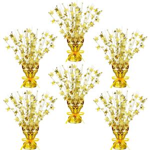 Crowye 6 Pcs Metallic Foil Spray Centerpiece Party Star Table Decoration Table Decor for Birthday Party Season Holiday(Gold,Medium Star)