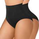 Nebility 2 Piece Tummy Control Shapewear Butt Lifting Underwear Seamless Panties for Women Under Dress Faja Body Shaper (X-Large, Black/Black)