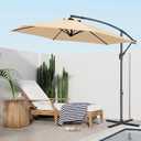 FRUITEAM Offset Patio Umbrella, 10 FT Heavy Duty Cantilever Outdoor Umbrella with High-Strength Frame & Infinite Tilt, All-Weather UV Protection Sun Shade for Poolside, Garden, Backyard (Beige)