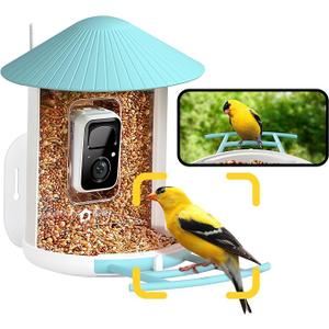 NETVUE by Birdfy Smart Bird Feeder with Camera – AI Identifies Birds Species 2MP Night Vision & App Alerts, 2.4Ghz Wi-Fi Connect IP65 Weatherproof Bird Camera-Gift for Backyard BirdWatchers, Blue