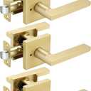 Haidms Gold Door Handles Interior, Zinc Alloy Brushed Gold Privacy Interior Door Handles for Bathroom, Modern Bedroom Lever Doorhandles (3 Pack)