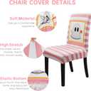 Halloween Chair Covers Set of 4 Cute Ghost Pumpkin Dining Room Slipcovers Stretch Parsons Chair Seat Protectors Halloween Decor-4PCS (One Size, Pink White)