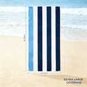 COVFEVER Large Oversized Beach Towel 35 x70 Inch Extra Large Microfiber Pool Towel, Quick Dry, Sand Free, Compact & Lightweight for Adults Mens Women, Cabana Stripe (Blue)