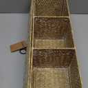 Whitewash Seagrass Tank Basket with Lid Woven Toilet Roll Storage Basket with Sections Rectangular for Organize Snack Toys (Large Compartment 16.5inch L x 5.5inch W x 5.5inch H)