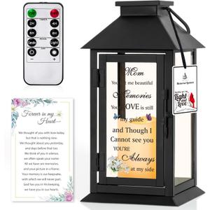 Memorial Lantern Bereavement Gifts in Memory of Loved One Memorial Gifts for Loss of Mother Remembrance Sympathy Gifts for Loss of Loved One with LED Candle and Remote HNGlantern1104 (Mom)