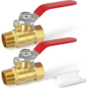 4PCS Heavy Duty Brass Mini Ball Valve, 1/2" NPT Male x Female Shut Off Switch, for Air Compressor Thread Pipe Fitting