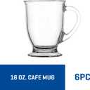 Anchor Hocking Caf Glass Coffee Mugs, 16 oz, Set of 6
