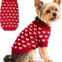 Dog Sweater Girl Dog Clothes Heart Dog Sweaters for Small Dogs Knitted Puppy Clothes Small Dog Sweater Female Soft Cat Sweater Comfy Pet Outfit Red Puppy Sweater Chihuahua Dachshund,XXS