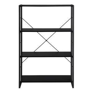 Wide Industrial 4-Tier Bookshelf Loft Style, Black