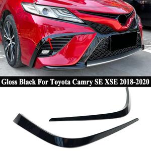 Gloss Black Front Bumper Air Vent Fog Light Trim For Toyota Camry SE XSE 18-20
