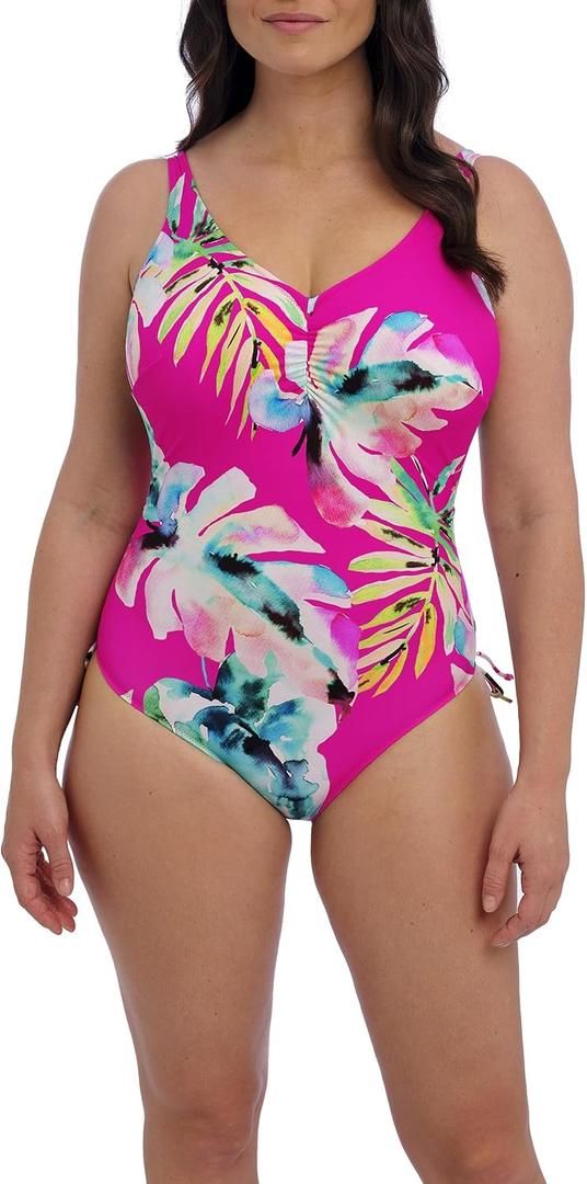 Womens Carabelita Underwire V-Neck Swimsuit with Adjustable Leg (44F, Peony)