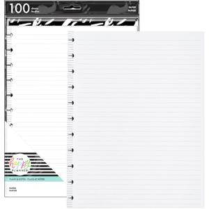 Happy Planner Plans + Notes Planner Refill Paper, 100 Sheets of Lined Refill Paper for Journals, Big Size