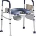 Bedside Commode for Seniors, FSA/HSA Eligible Bedside Toilet with Adjustable Width and Height, 400 LBS Weight Capacity, 16.5 Inch Extra Large Soft Seat Plate