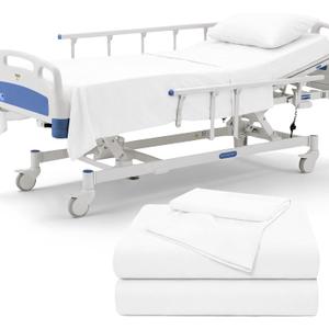 P Pothuiny 3 Piece Hospital Bed Sheet Set, White Brushed Microfiber Soft Bedding for Home/Nursing/Hospital Bed, Deep Pocket Fitted Sheet 36"x80"+12", Flat Sheet & Pillowcase