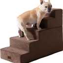 EHEYCIGA Dog Stairs for High Bed 22.5" H, 5-Step Dog Steps for Bed, Pet Steps for Small Dogs and Cats, Non-Slip Balanced Pet Ramp Indoor, Brown
