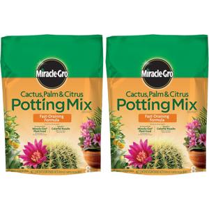 Miracle-Gro Cactus, Palm and Citrus Potting Mix, for Indoor or Outdoor Container Plants, Great for Succulents, 8 qt. (Pack of 2)